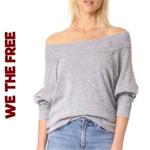 We The Free Palisades Off the Shoulder Gray Sweater